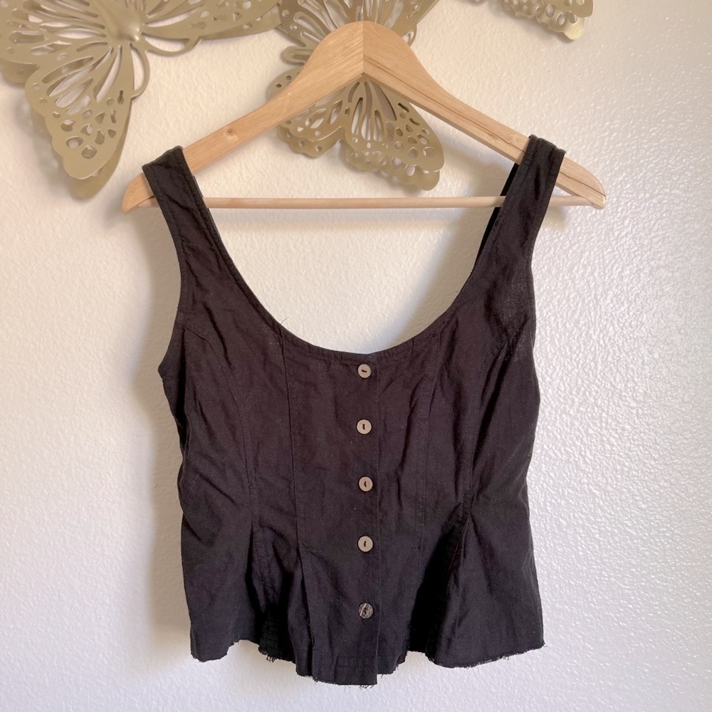 Free People Black Linen Tank